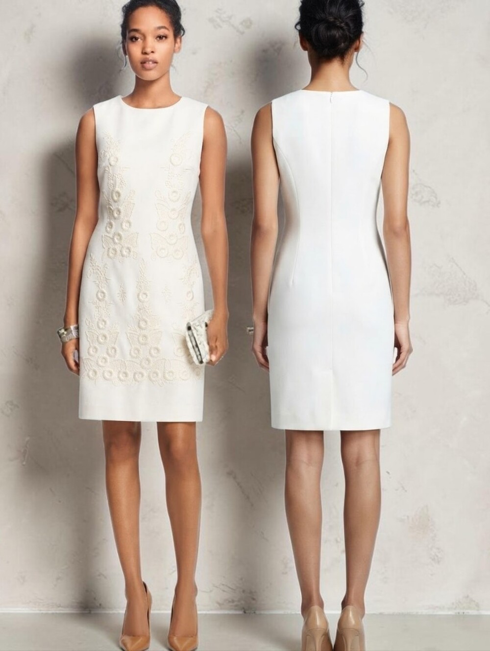 BROOKS BROTHERS Floral Embroidered Sleeveless Sheath Dress - Size 0